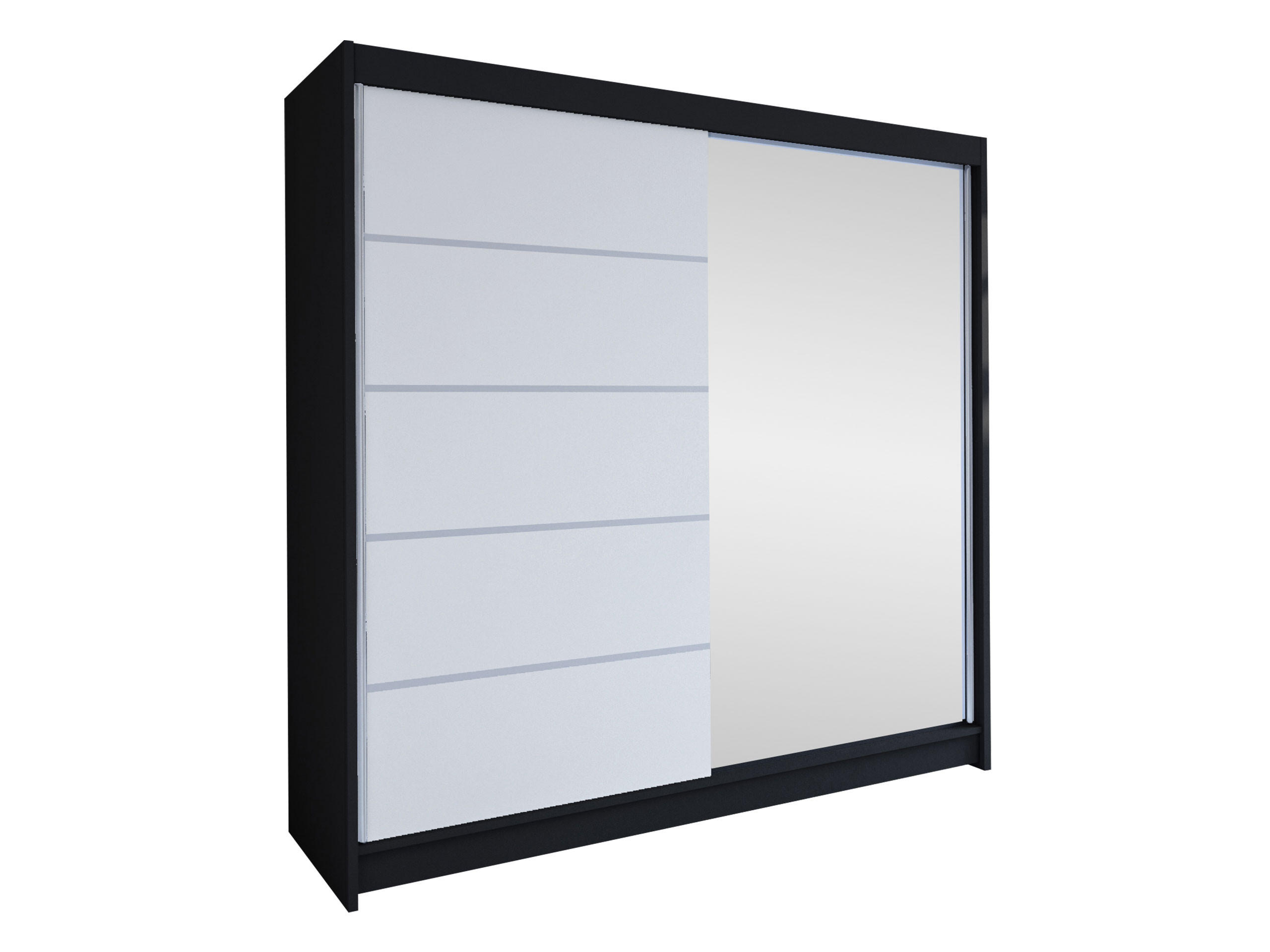 SCHWEBETÜRENSCHRANK Talin III - Klar/Silberfarben, Holzwerkstoff/Metall (180/215/58cm) - MIRJAN24
