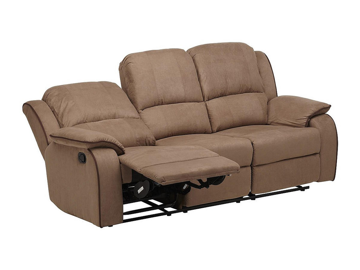 COUCHGARNITUR mit Sessel - 4 Personen - Stoff, Stoff - Taupe - HERNANI - Taupe, Textil (210/99/96cm) - Vente-Unique