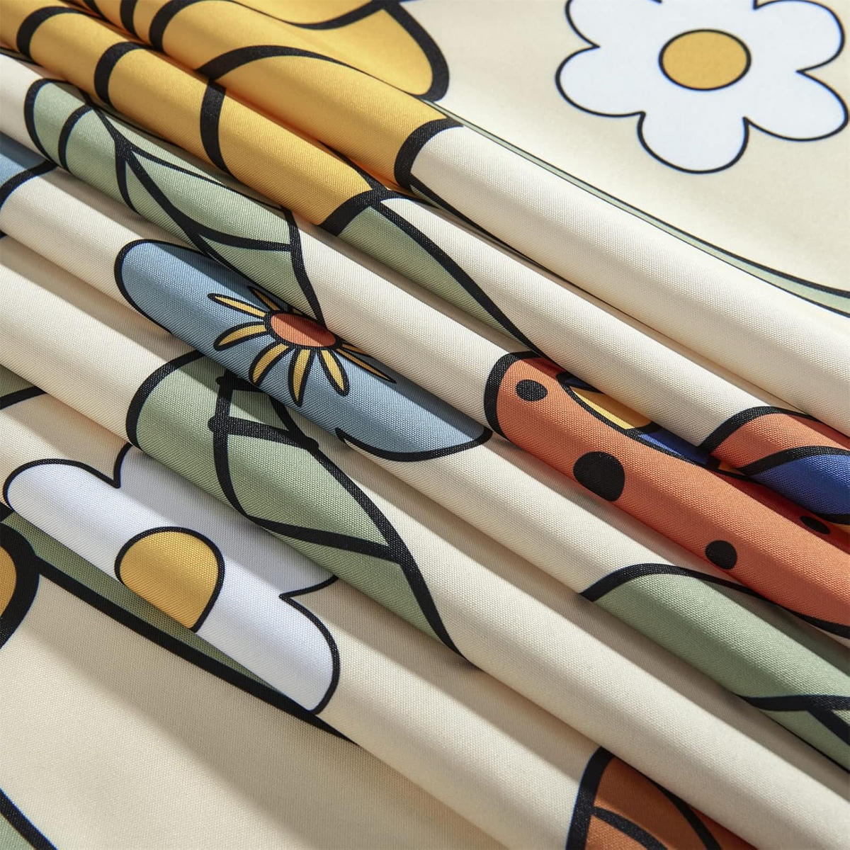 DUSCHVORHANG Champignon Boho Floral 180/180 cm Stoff mit 12 Haken - Ulmefarben, Kunststoff (180/180cm) - MCBOSON