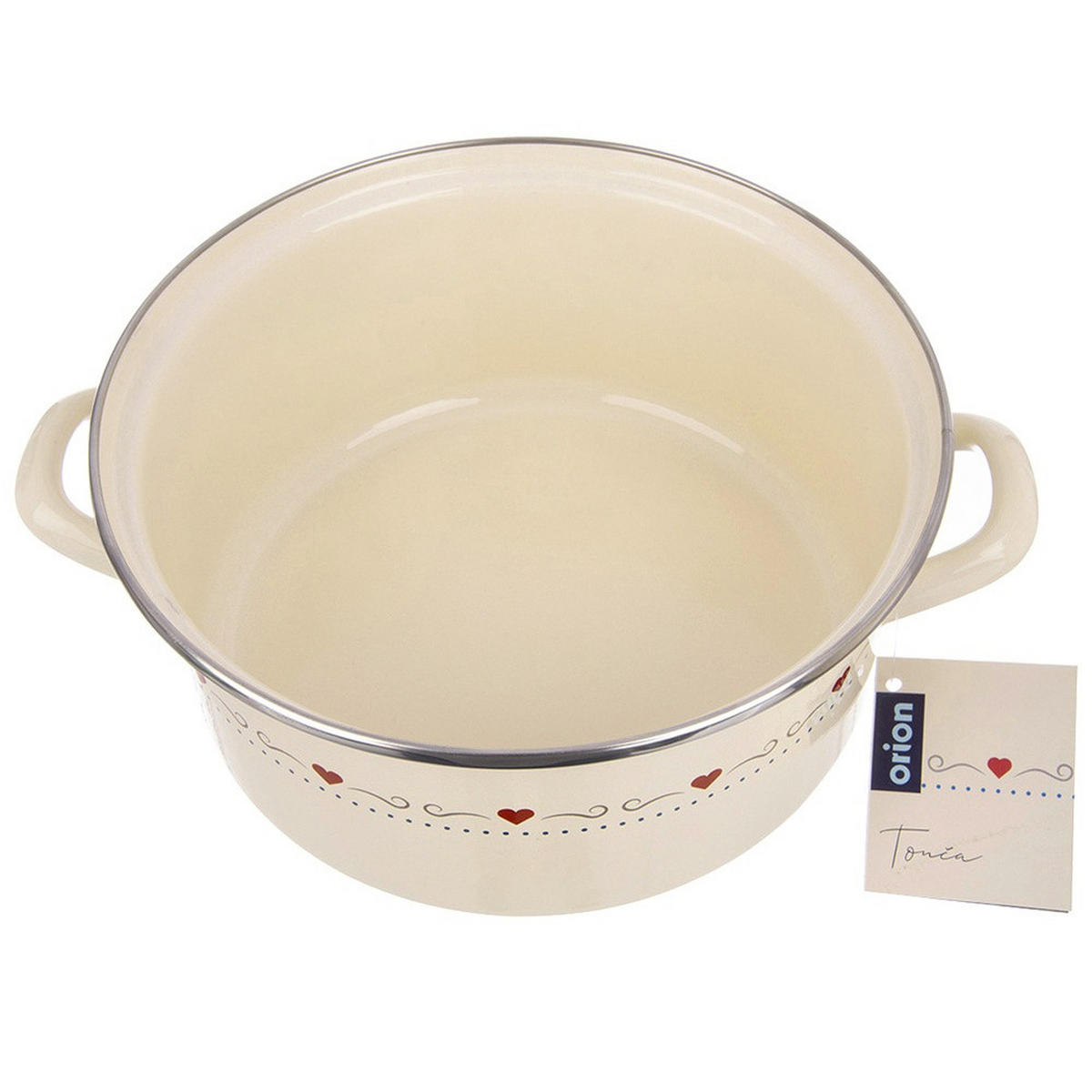 EMAILLIERTOPF Tonca mit Herzmotiv creme - Creme, Metall (24cm) - Orion 