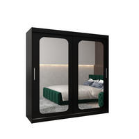 SCHWEBETÜRENSCHRANK 200/200/62 2-türig - Silberfarben/Schwarz, Holz/Kunststoff (200/200/62cm) - MÖBEL KRYSPOL