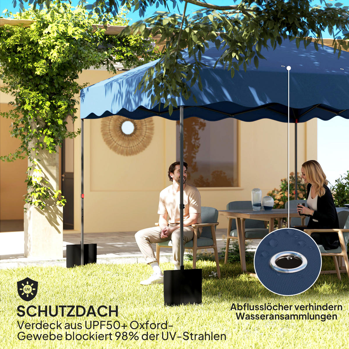 PAVILLON ca.3x 3m - Blau, Metall (297/287/297cm) - Outsunny