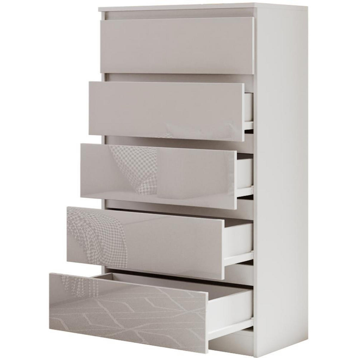 KOMMODE Lemon 70 cm mit fünf Schubladen weißglanz - Weiß Hochglanz, Holzwerkstoff (70/124.5/39cm) - Beautysofa