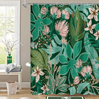 DUSCHVORHANG Boho floral extrem lang elegant für Dekoration Badezimmer - Grün, Textil (200/180cm) - MCBOSON