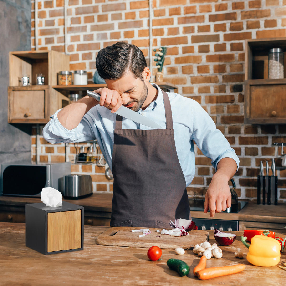 KOSMETIKTÜCHERBOX - Multicolor, Holz (14.5/14.5/14.5cm) - Relaxdays