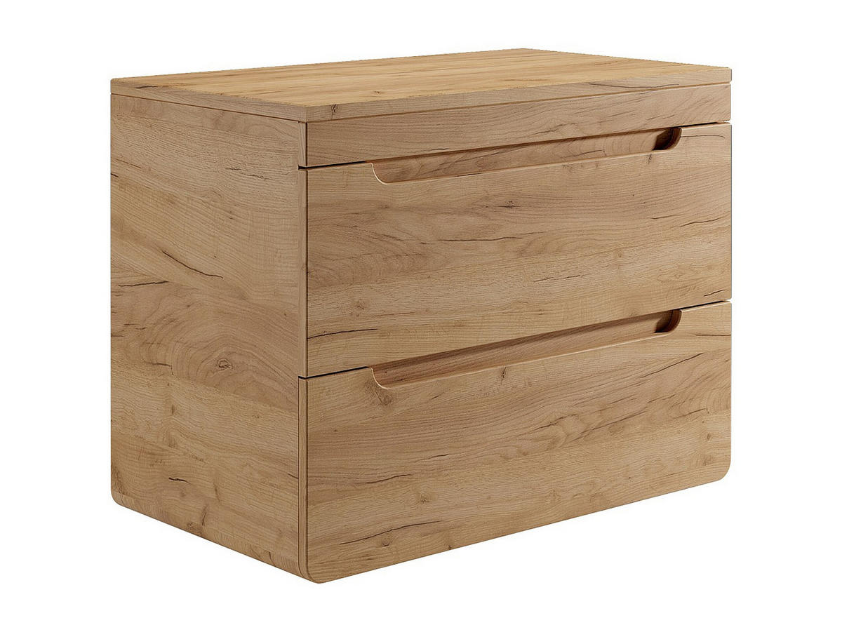 WASCHBECKENUNTERSCHRANK hängend mit Platte - Holzfarben hell - 80 cm - ARUBA - Naturfarben, Holz (80/59/46cm) - Vente-Unique