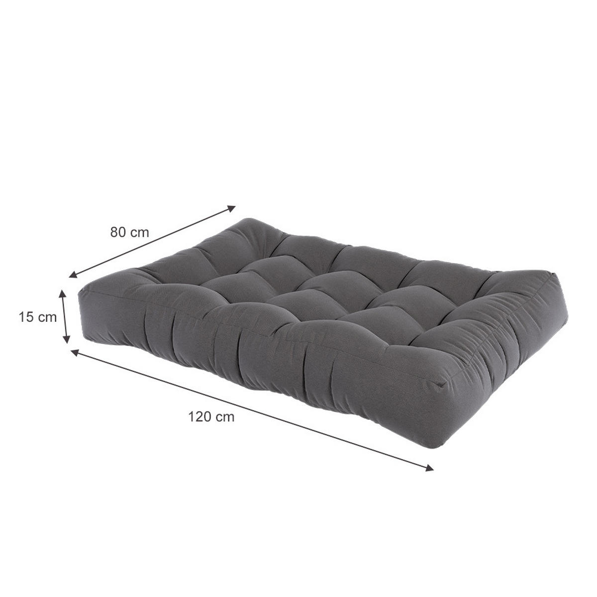 PALETTENKISSEN Flocken Grau 120 x 15 cm - Grau, Textil (120/15/15cm) - Vicco