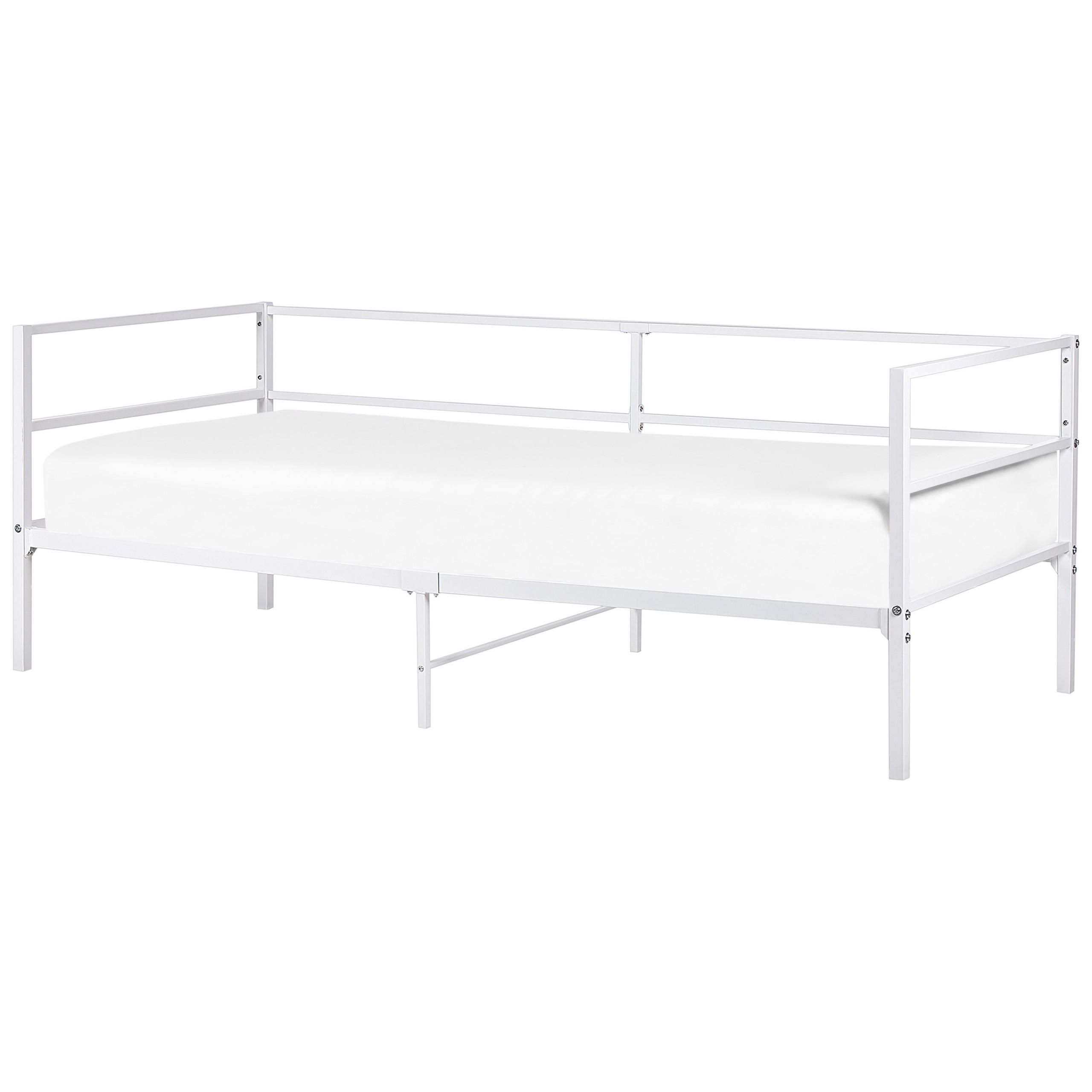 BETT mit Lattenrost 90x200 cm Weiß Battut - Weiß, Metall (90/200cm) - Beliani
