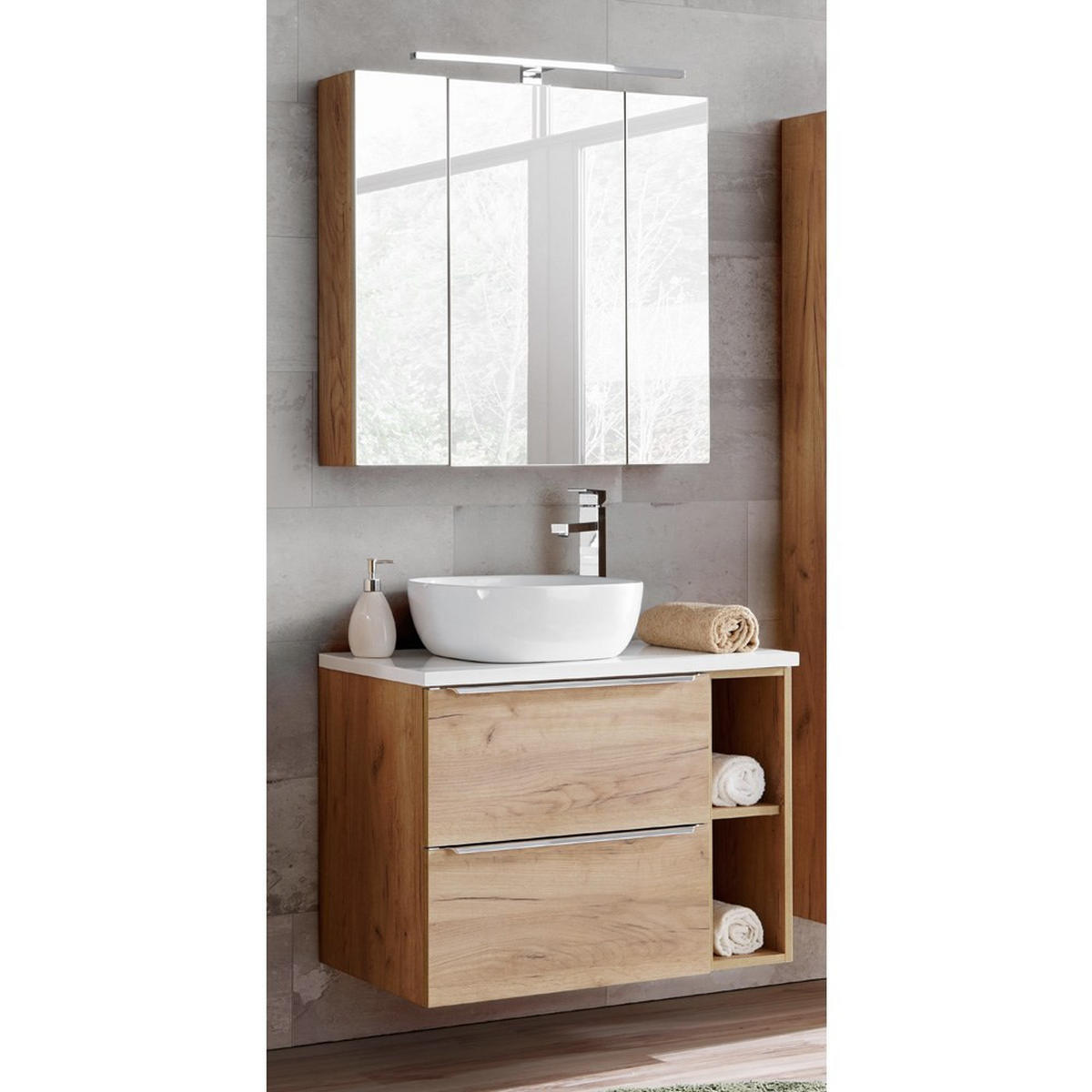 BADMÖBEL-SET 2-TLG. Toskana-56 - Braun, Holzwerkstoff (80/200/46cm) - Lomado