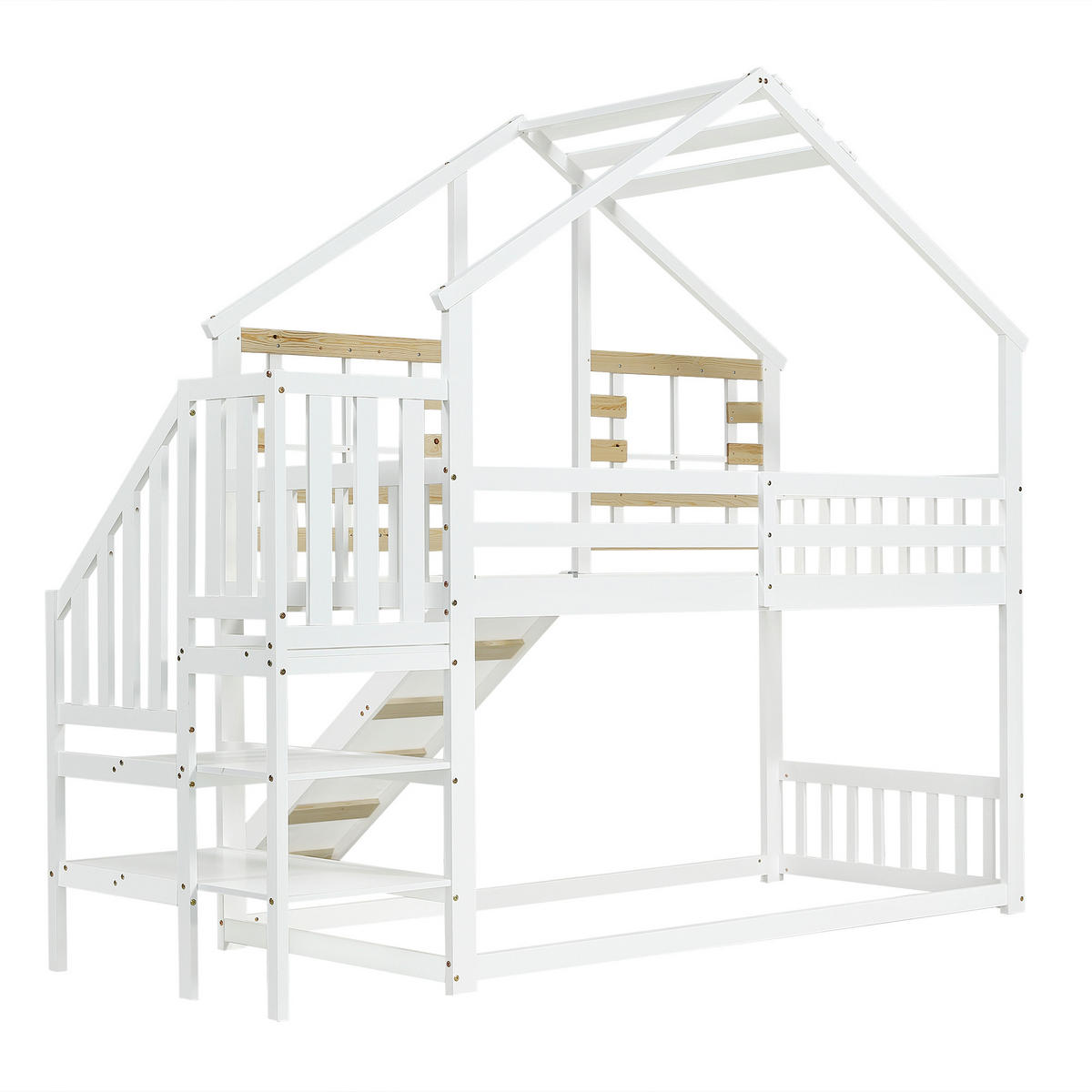 HAUSBETT 90/200 cm Weiß - Ahornfarben/Weiß, Holz/Holzwerkstoff - Raumix