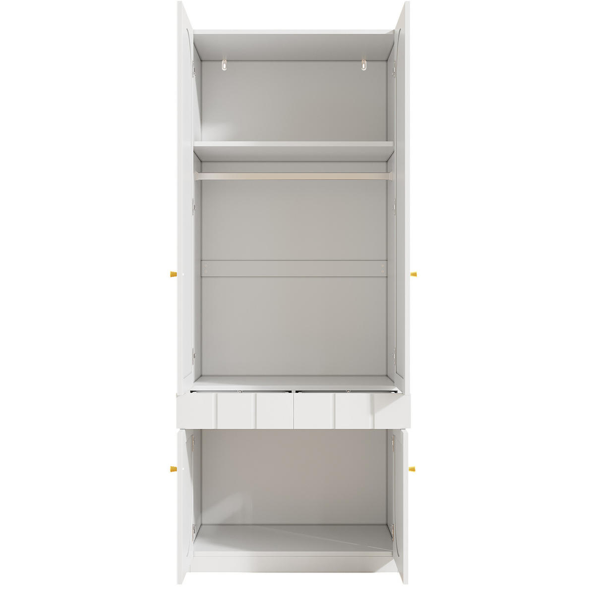 KLEIDERSCHRANK aus MDF 80x50x200 cm Weiß mit Doppeltüren, Schubladen und platzsparendem Stauraum - Weiß, Holzwerkstoff (80/200/50cm) - Modfu
