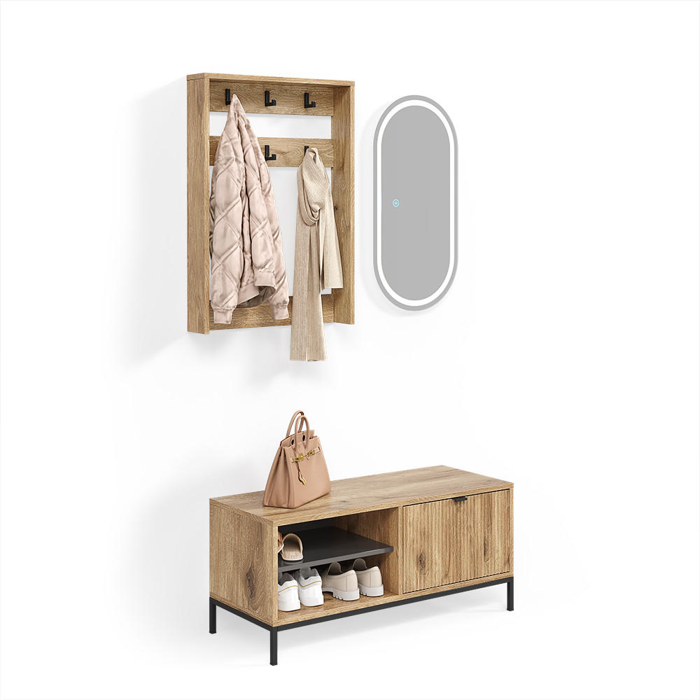 GARDEROBE Aterno Viking Oak Set, 3 Teile - Eichefarben, Holzwerkstoff (100/45/40cm) - Livinity®