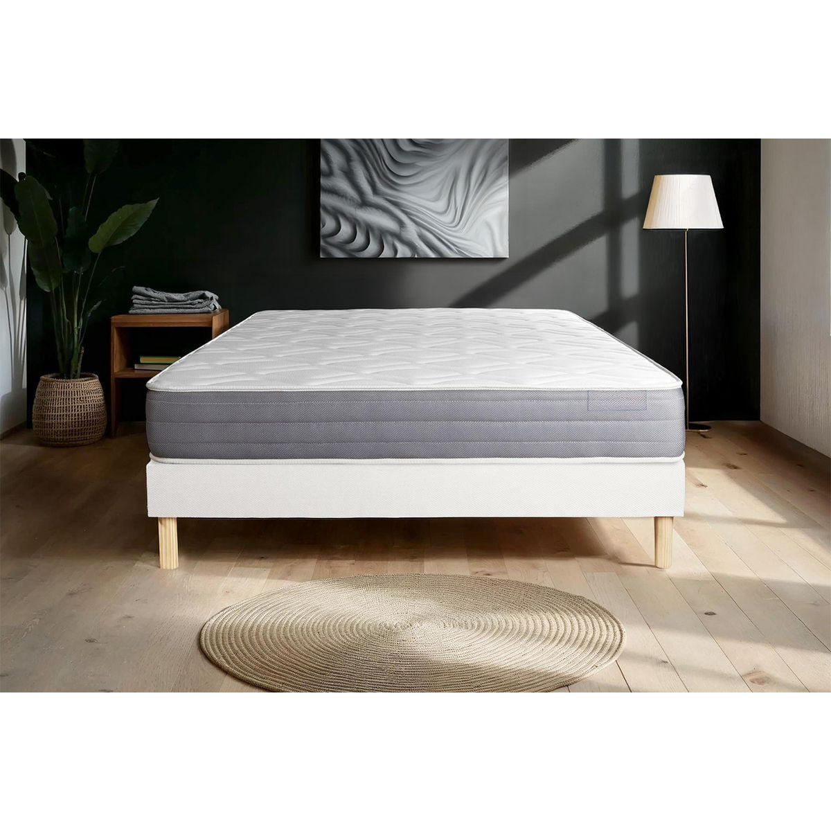 BETT Actimemo dream Memory-Schaum 80 x 200 cm h2 - Kit Bettgestell Weiß - Beige/Weiß, Karton/Holz (80/200cm) - ACTISOM