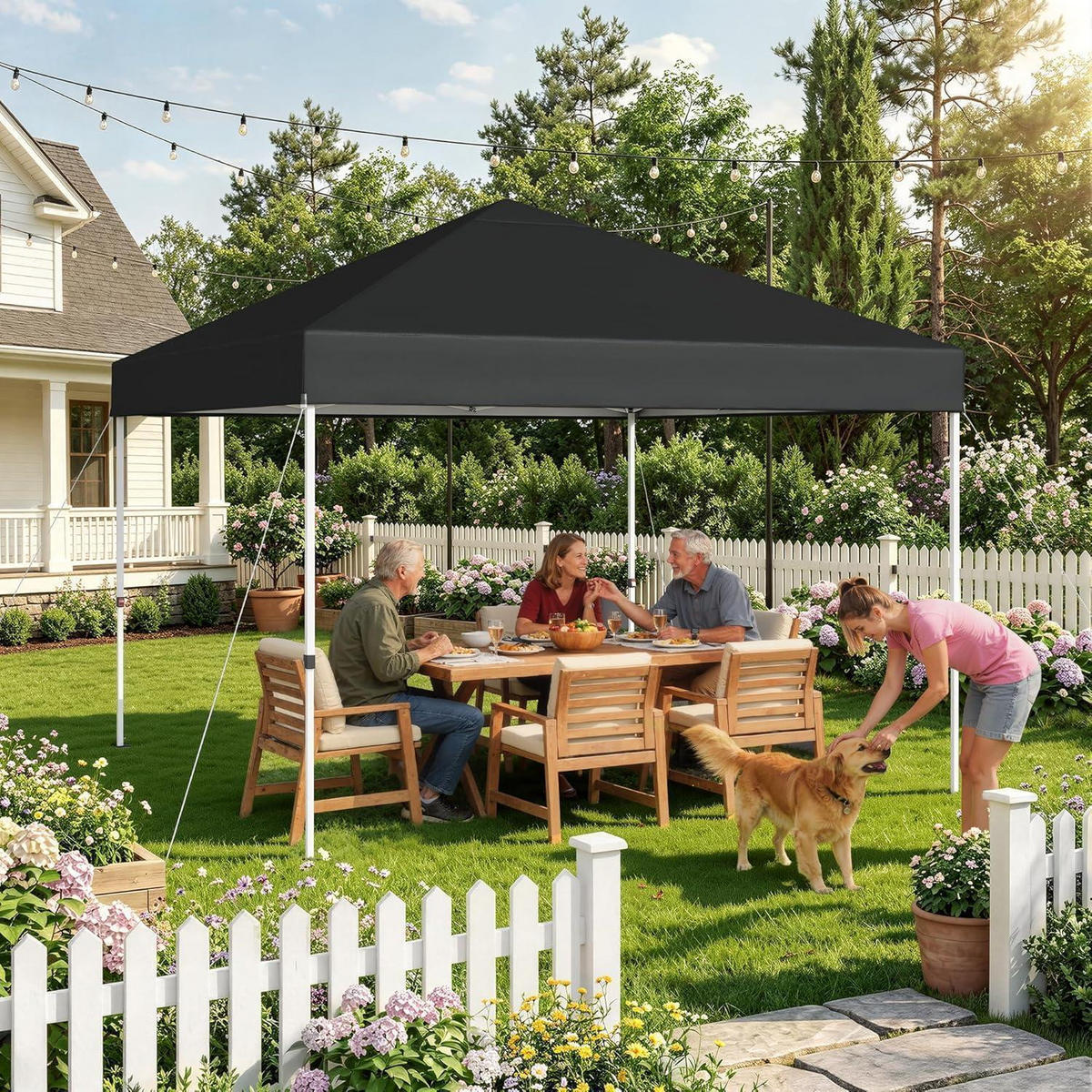 GARTENPAVILLON 3x3m Wasserdicht UV-Schutz 50+ Schwarz - Schwarz, Textil (300/265/300cm)