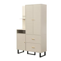 STANDGARDEROBE 110/38/186 cm mit Kleiderstange, Schubladen und Schrank in Graubeige - Beige, Holzwerkstoff (110/186/38cm) - BEAOK