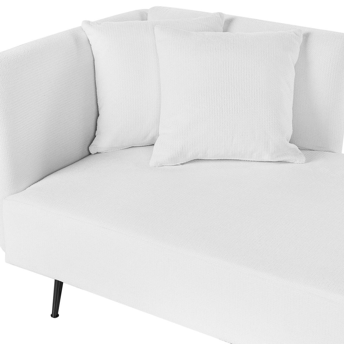 ČALOUNĚNÉ LEHÁTKO CHAISE LONGUE krémově bílé levostranné Riom - bílá/černá, textil (156/75/77cm) - Beliani