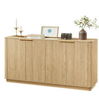 SIDEBOARD 160/40/80 cm mit 4 Türen und Stauraum, Wellenfront und Goldgriffen, Eichefarben - Eichefarben, Holzwerkstoff (160/80/40cm) - Redom