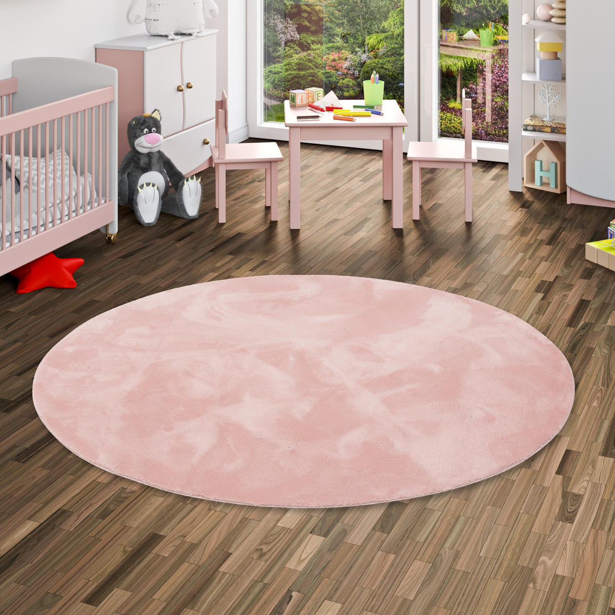 KINDER SUPER SOFT FELLTEPPICH PEARL KIDS RUND - Rosa, Textil (200/200cm) - Pergamon