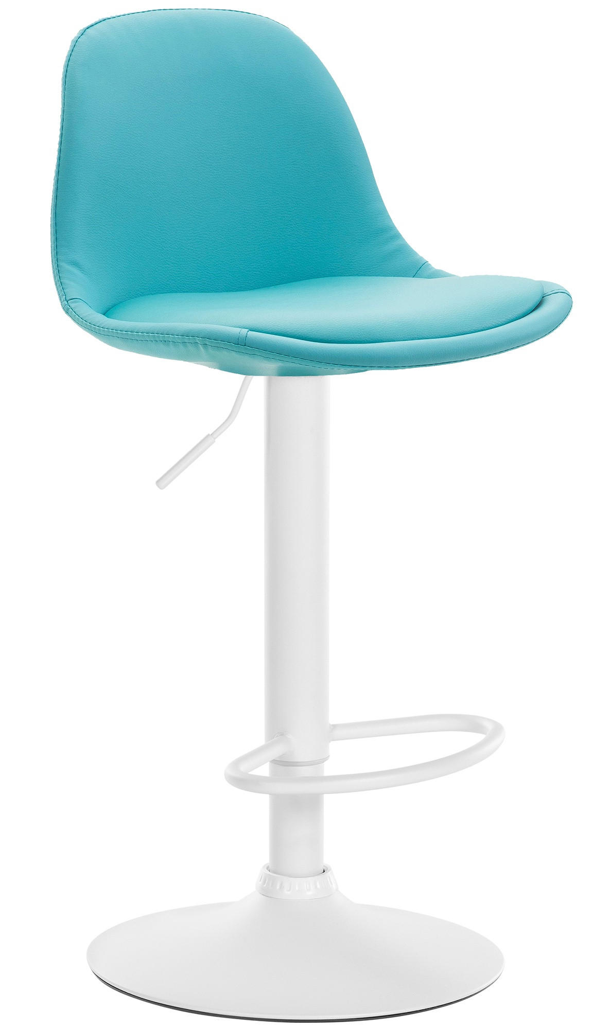 BARHOCKER Lederlook blau - Blau/Weiß, Textil/Metall (39/82/43cm) - CLP