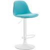BARHOCKER Lederlook blau - Blau/Weiß, Textil/Metall (39/82/43cm) - CLP