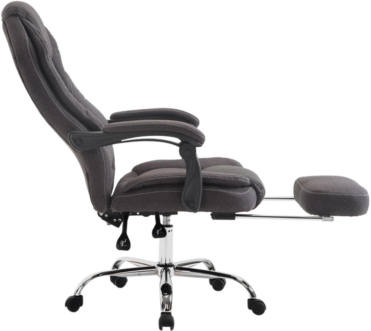 CHEFSESSEL Stoff Dunkelgrau - Chromfarben/Dunkelgrau, Textil/Metall (67/114/64cm) - CLP