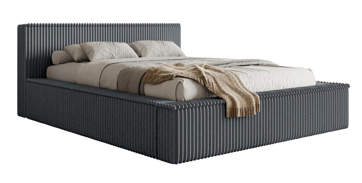 POLSTERBETT AFFOLIO Grau 180x200 cm - Schwarz/Grau, Holz/Textil (180/200cm) - Selsey