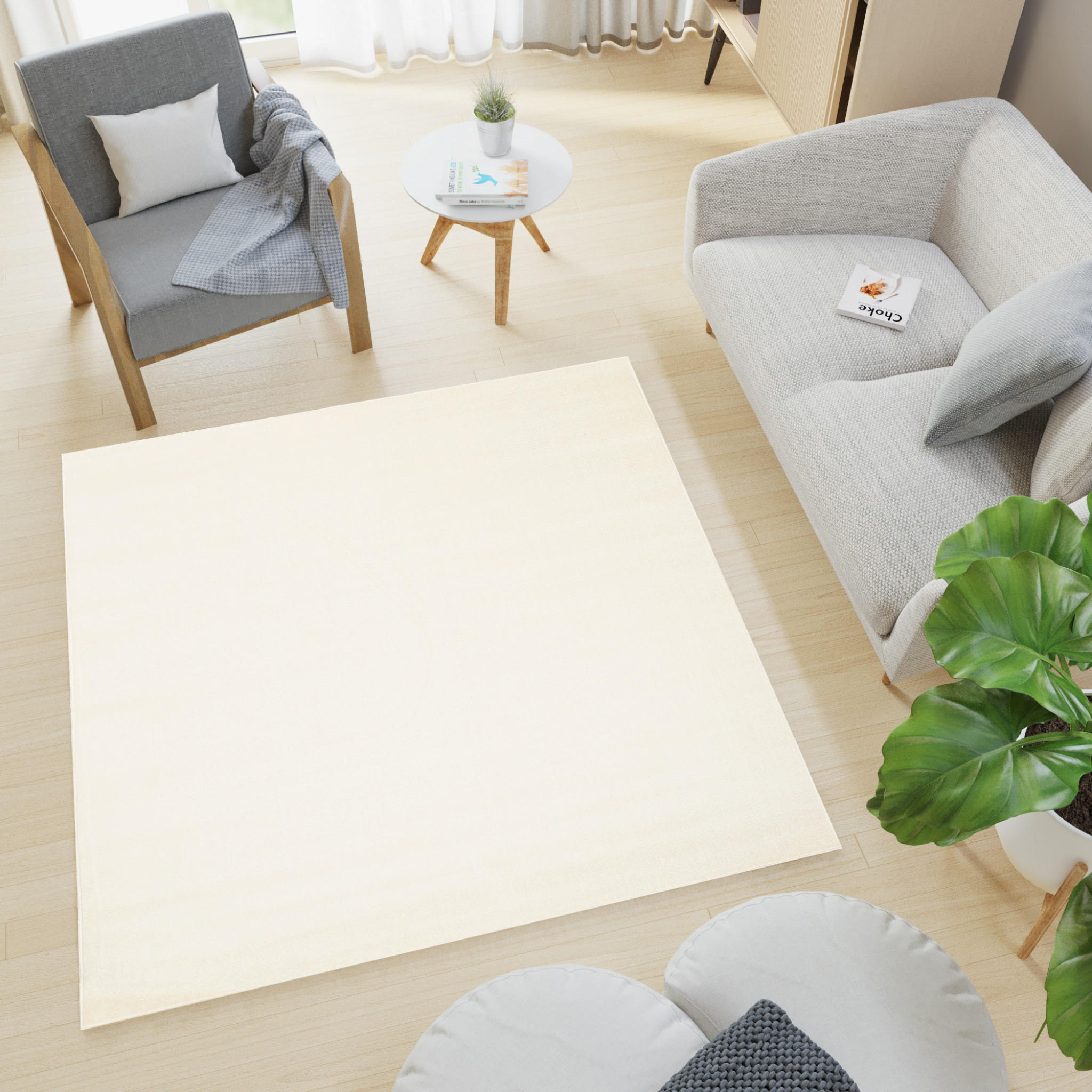 TEPPICH MONO SQUARE Creme 250/250 cm - Creme, Kunststoff (250/250cm) - Tapiso