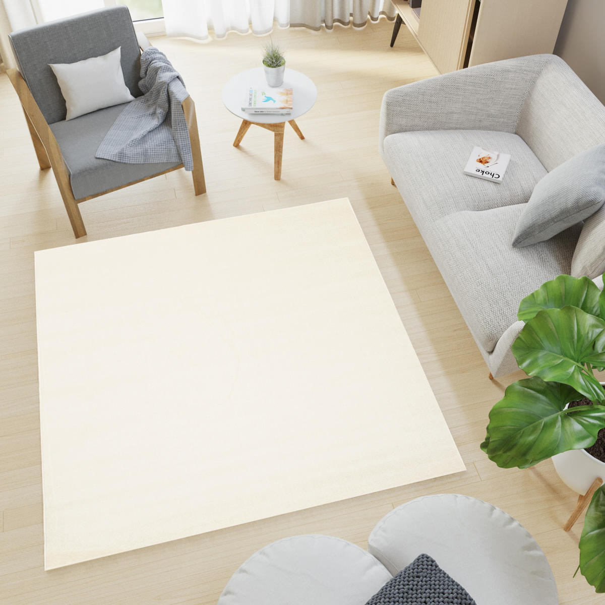 TEPPICH MONO SQUARE Creme 200/200 cm - Creme, Kunststoff (200/200cm) - Tapiso