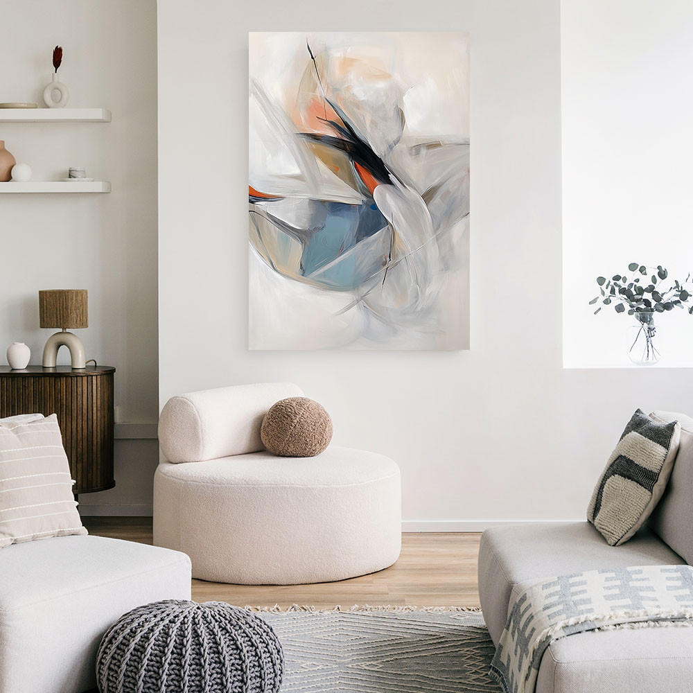 LEINWANDBILD Minimalistische Abstraktion Aquarell 70x100cm - Grau, Textil (70/100cm) - Feeby