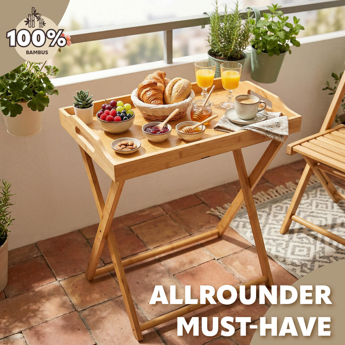 TABLETTTISCH, Bambus - Hellbraun, Holz (55/7/35cm) - bremermann