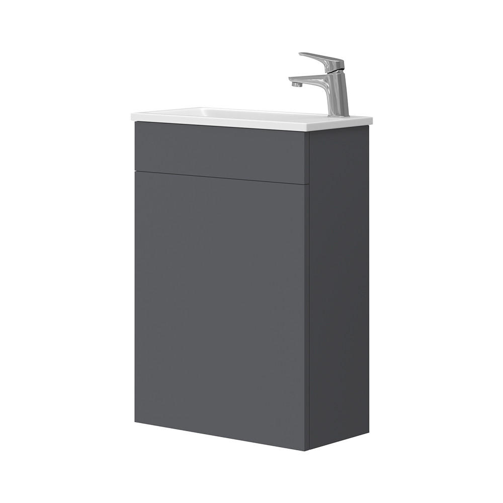 WASCHTISCHKOMBI Amadeo, Anthrazit/Weiß, 2 Teile, mit Waschbecken - Anthrazit, Holzwerkstoff (50/70/25cm) - Vicco
