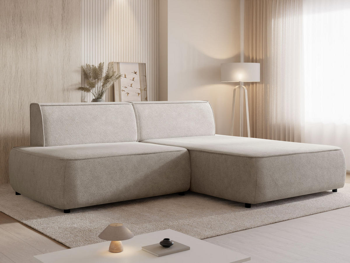 ECKSOFA Zuno, Seite: Rechts - Schwarz/Naturfarben, Holz/Kunststoff (254/162cm) - MIRJAN24