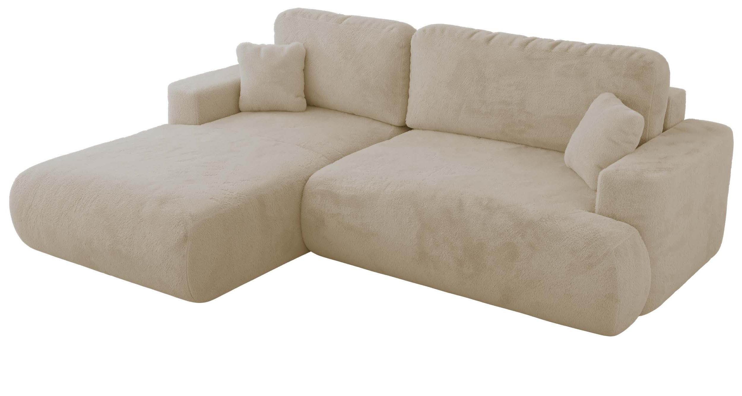 ECKSOFA OVO L Creme Plüsch - Links Seite - Creme/Schwarz, Kunststoff/Textil (271/195cm) - MKS