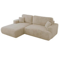 ECKSOFA OVO L Creme Plüsch - Links Seite - Creme/Schwarz, Kunststoff/Textil (271/195cm) - MKS