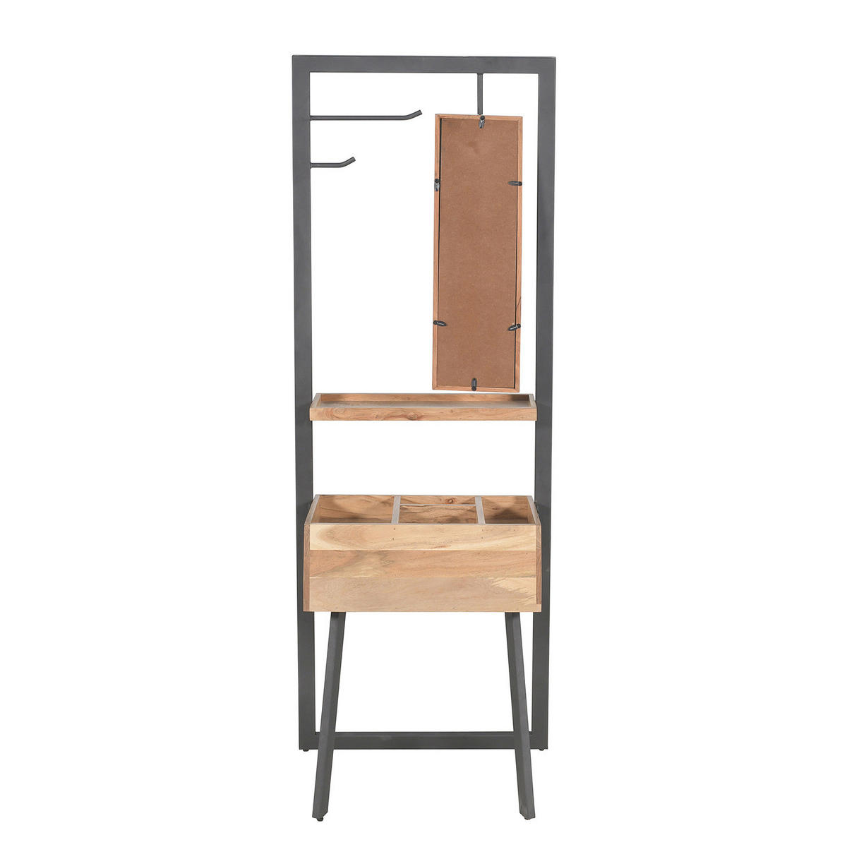GARDEROBE - Akazie massiv / Metall - Akazie / Anthrazit - Akaziefarben, Holz (60/180/35cm) - home24