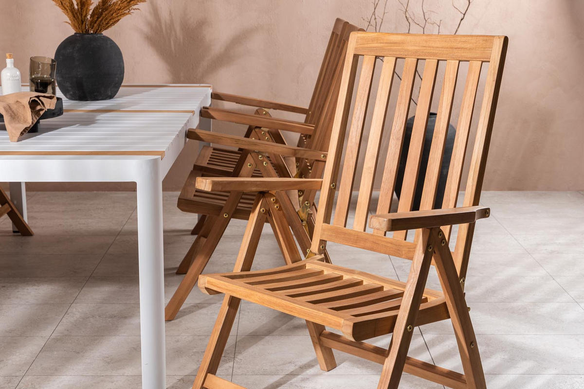 GARTENTISCHGRUPPE Weiß - Weiß, Holzwerkstoff - ebuy24