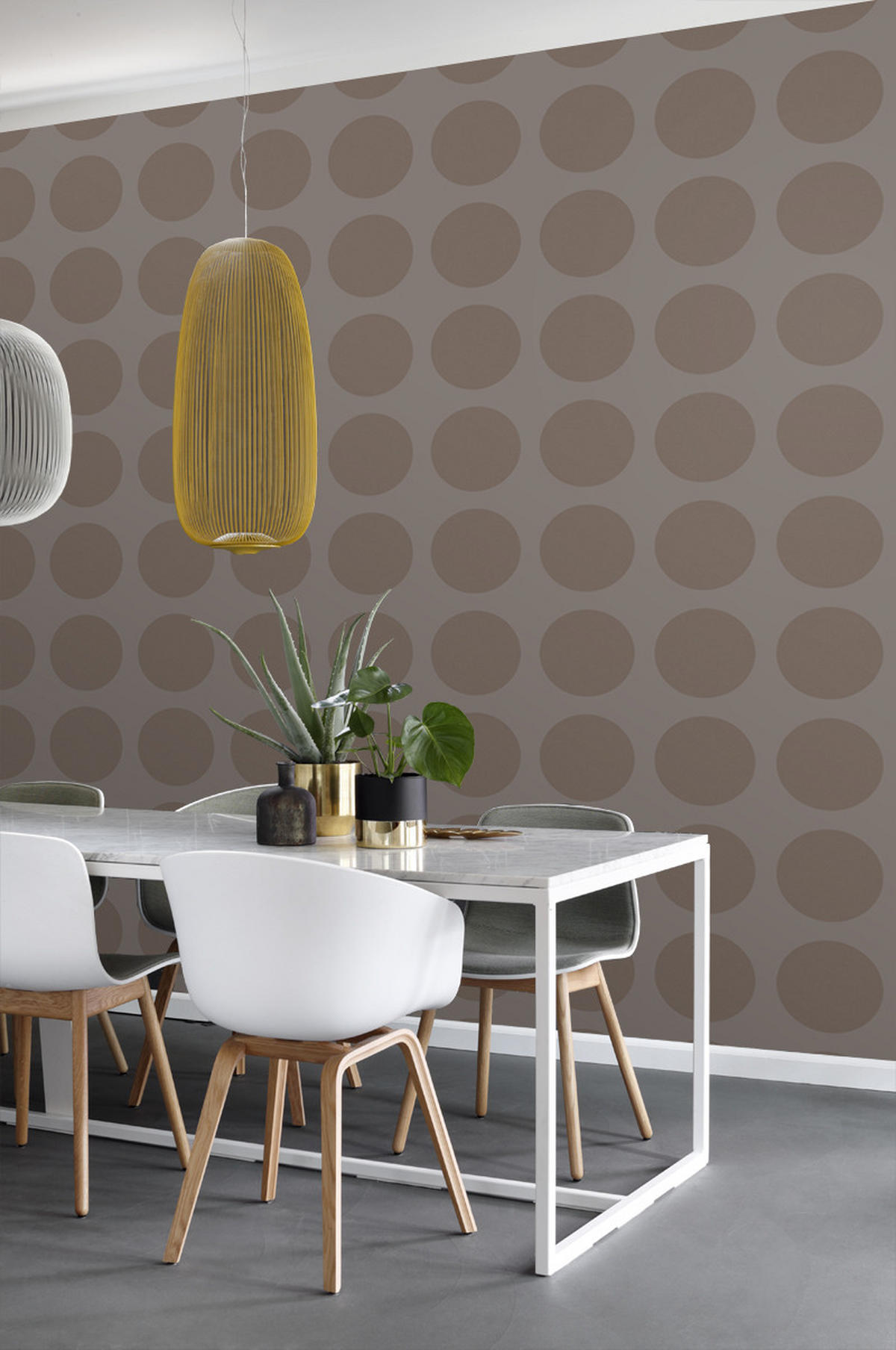 TAPETE Kugeln auf Leinenstruktur 53 cm x 10.05 m - Braun, Papier (53/1000cm) - ESTAhome