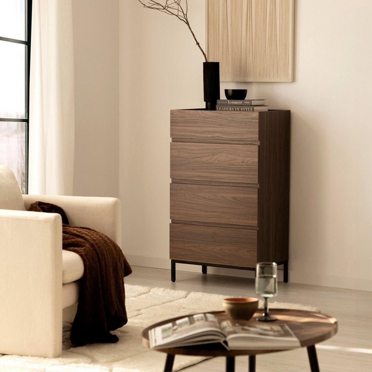 SCHUBLADENSCHRANK Peyton Walnuss 60 cm x 104 cm - Walnussfarben, Holzwerkstoff (60/104/40cm) - Klast Home