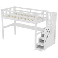 HOCHBETT 90/200 cm DE-04458, mit Stauraumschubladen und Unterbettschreibtisch in Weiß - Weiß, Holz/Holzwerkstoff (90/200cm) - ComfortXL