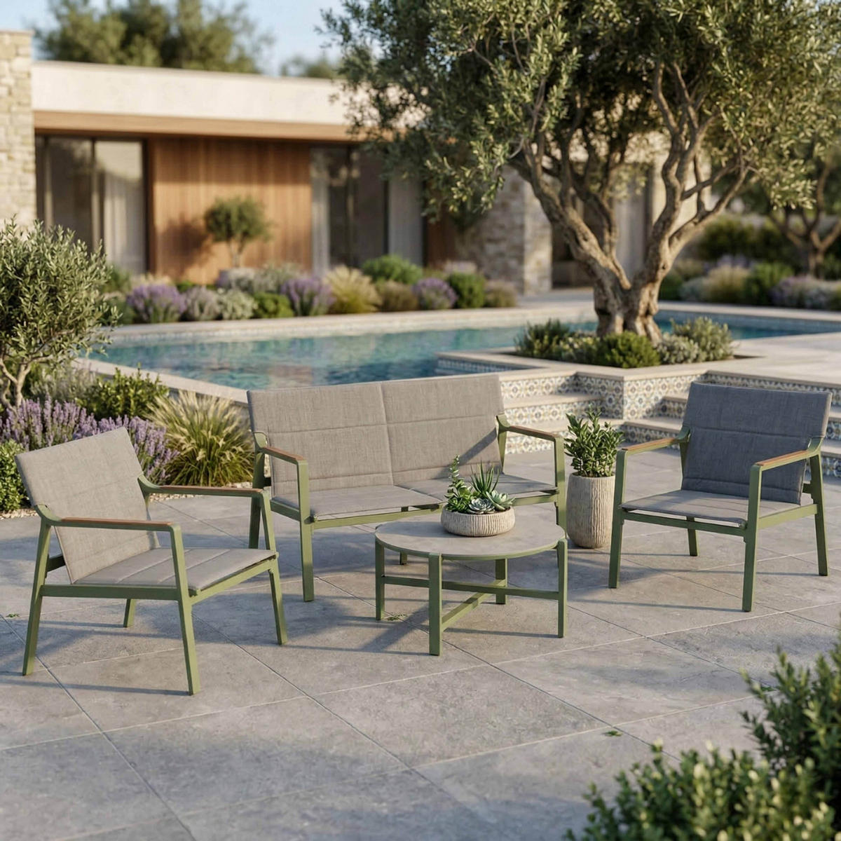 GARTENSET 4-tlg., Grün - Grün, Metall - Oviala