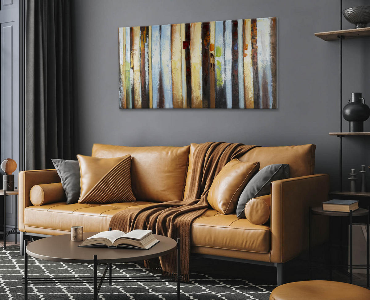 ÖLGEMÄLDE 140/70 cm - Blau/Gelb, Holz/Textil (140/70cm) - KUNSTLOFT