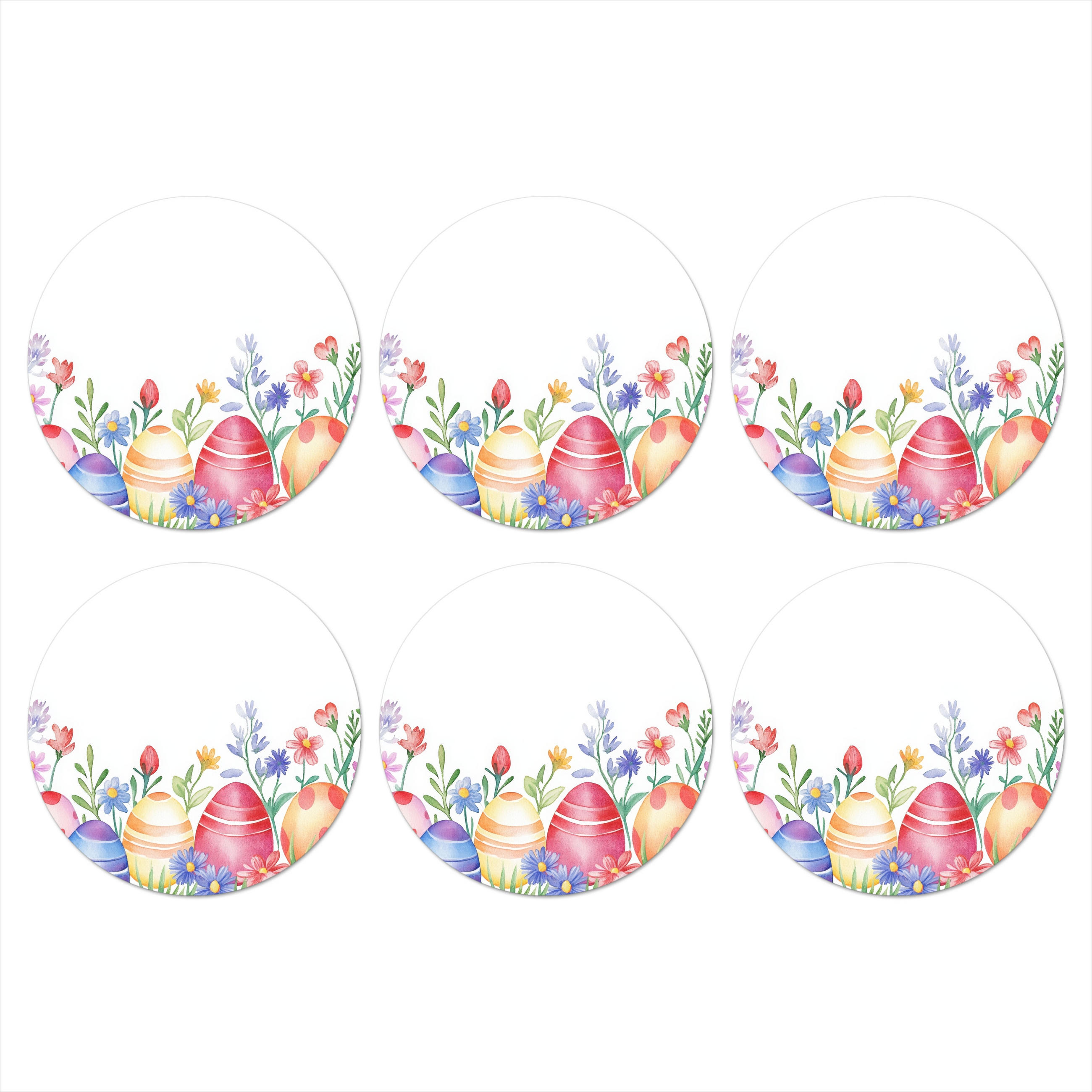 GLASUNTERSETZER Blumengarten - Bunt - Eier 10x10 cm - Weiß, Naturmaterialien (10/0.2cm) - MuchoWow