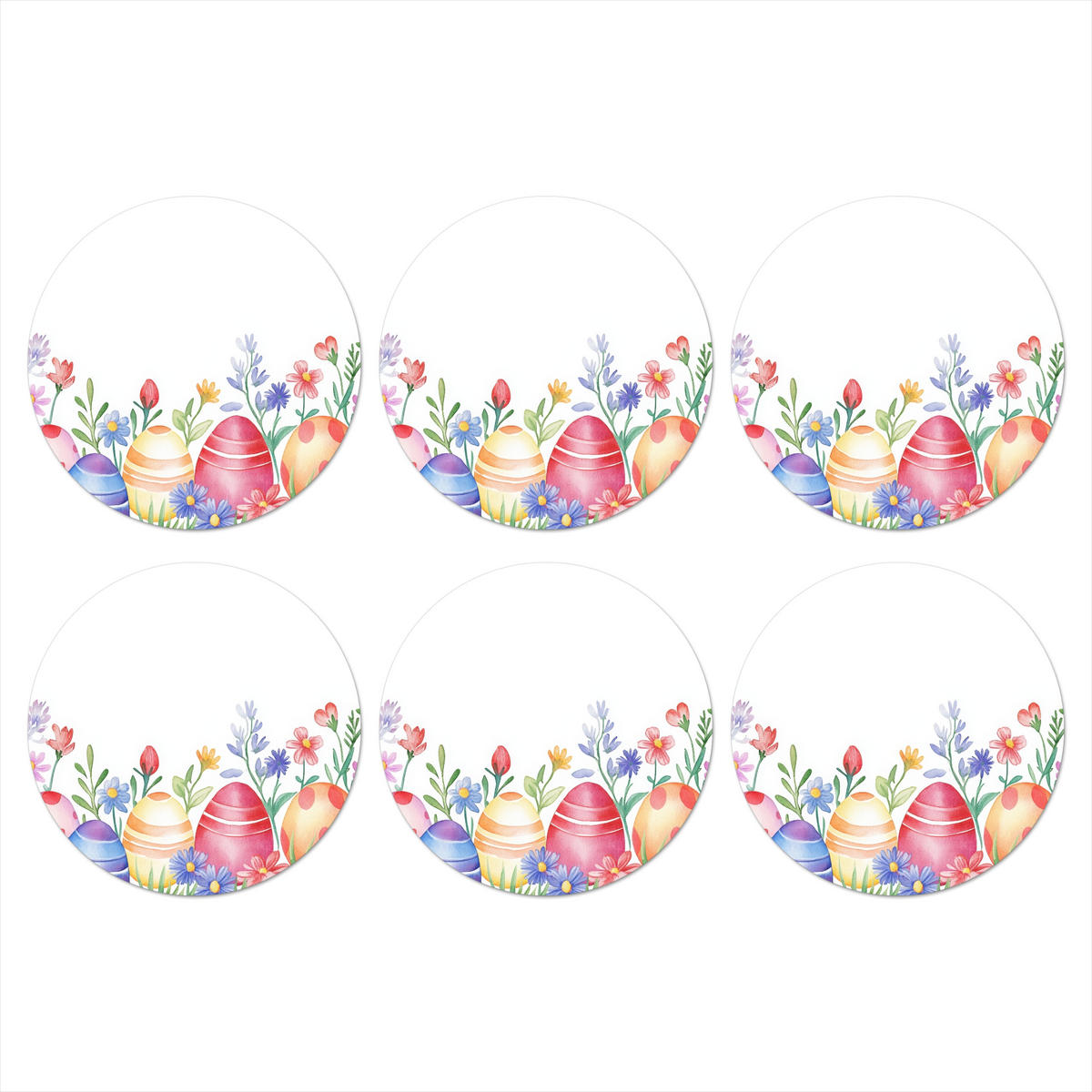 GLASUNTERSETZER Blumengarten - Bunt - Eier 10x10 cm - Weiß, Naturmaterialien (10/0.2cm) - MuchoWow