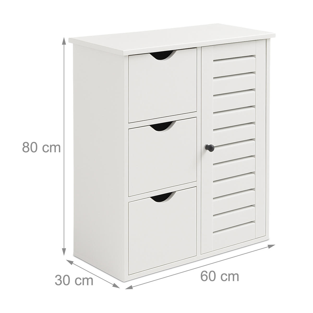 BADEZIMMERSCHRANK - Schwarz/Weiß, Holzwerkstoff/Kunststoff (60/80/30cm) - Relaxdays