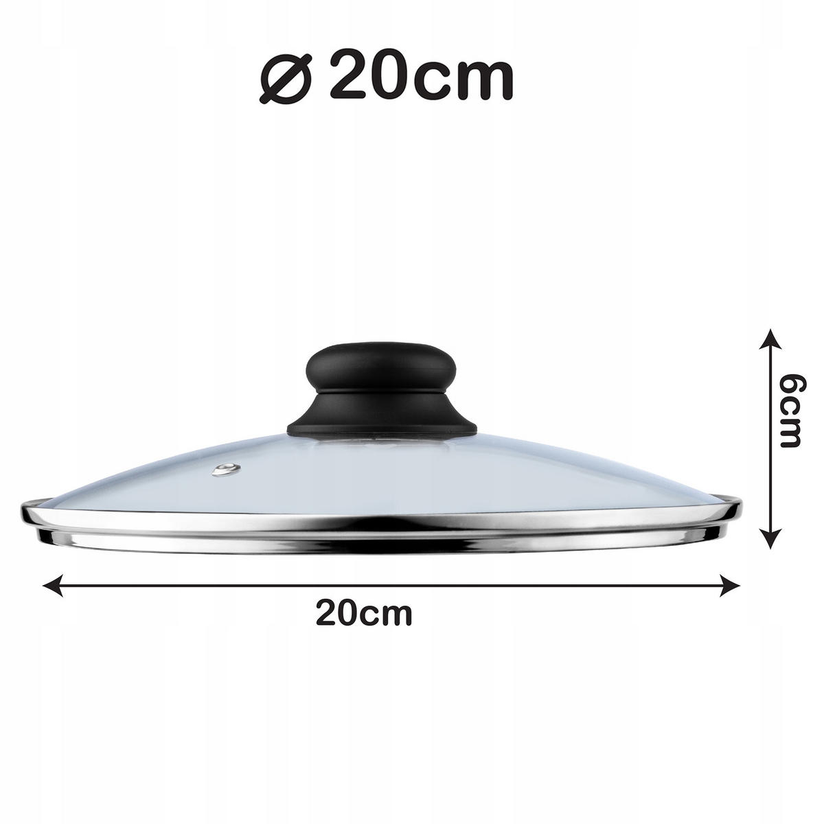 DECKEL mit Schwarz Silikongriff, 20 cm - Transparent, Glas (20cm) - KADAX