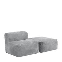 SITZSACK-SOFA 2-tlg.: Ecksessel, Fußstütze - Grau, Textil (185/46/95cm) - icon