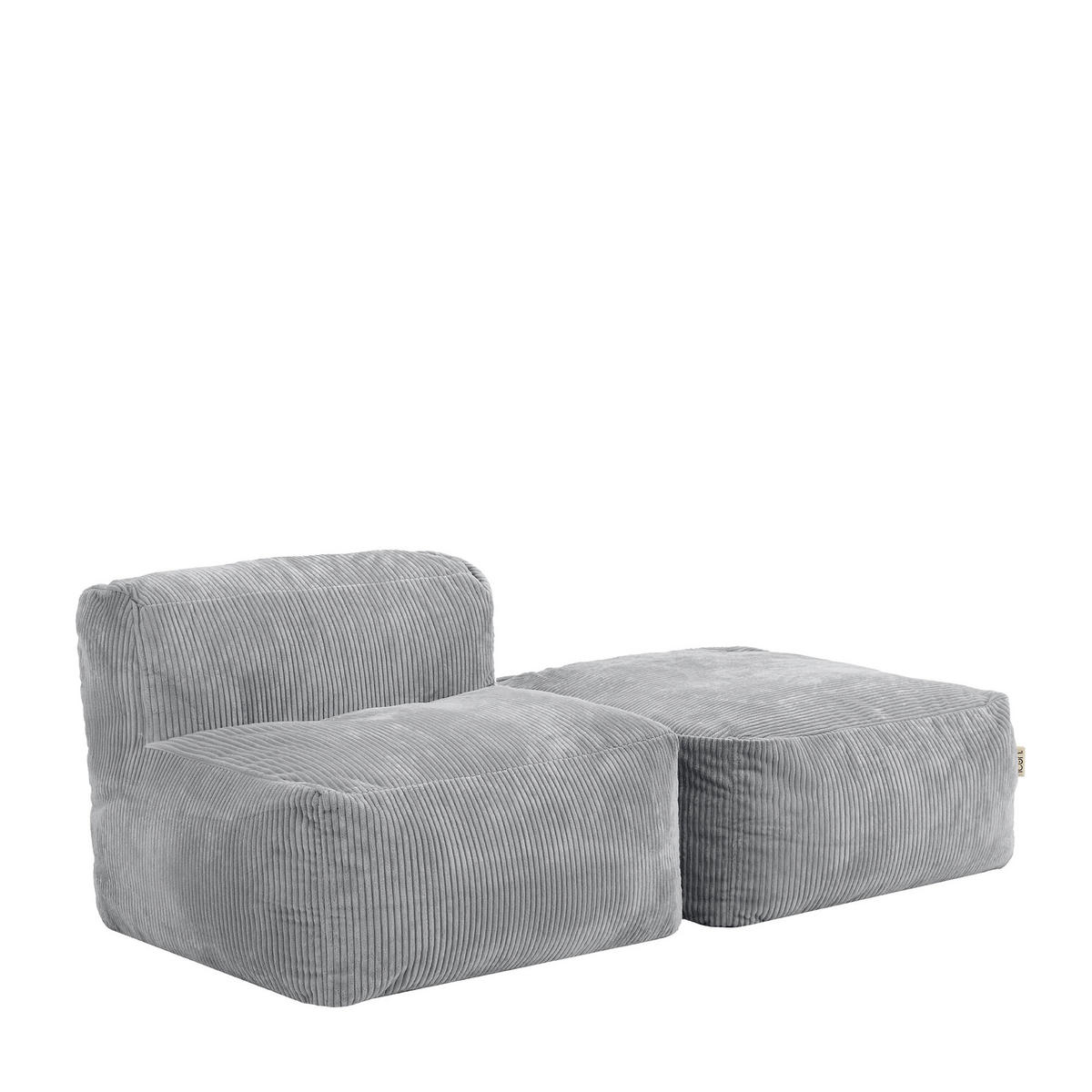 SITZSACK-SOFA 2-tlg.: Ecksessel, Fußstütze - Grau, Textil (185/46/95cm) - icon