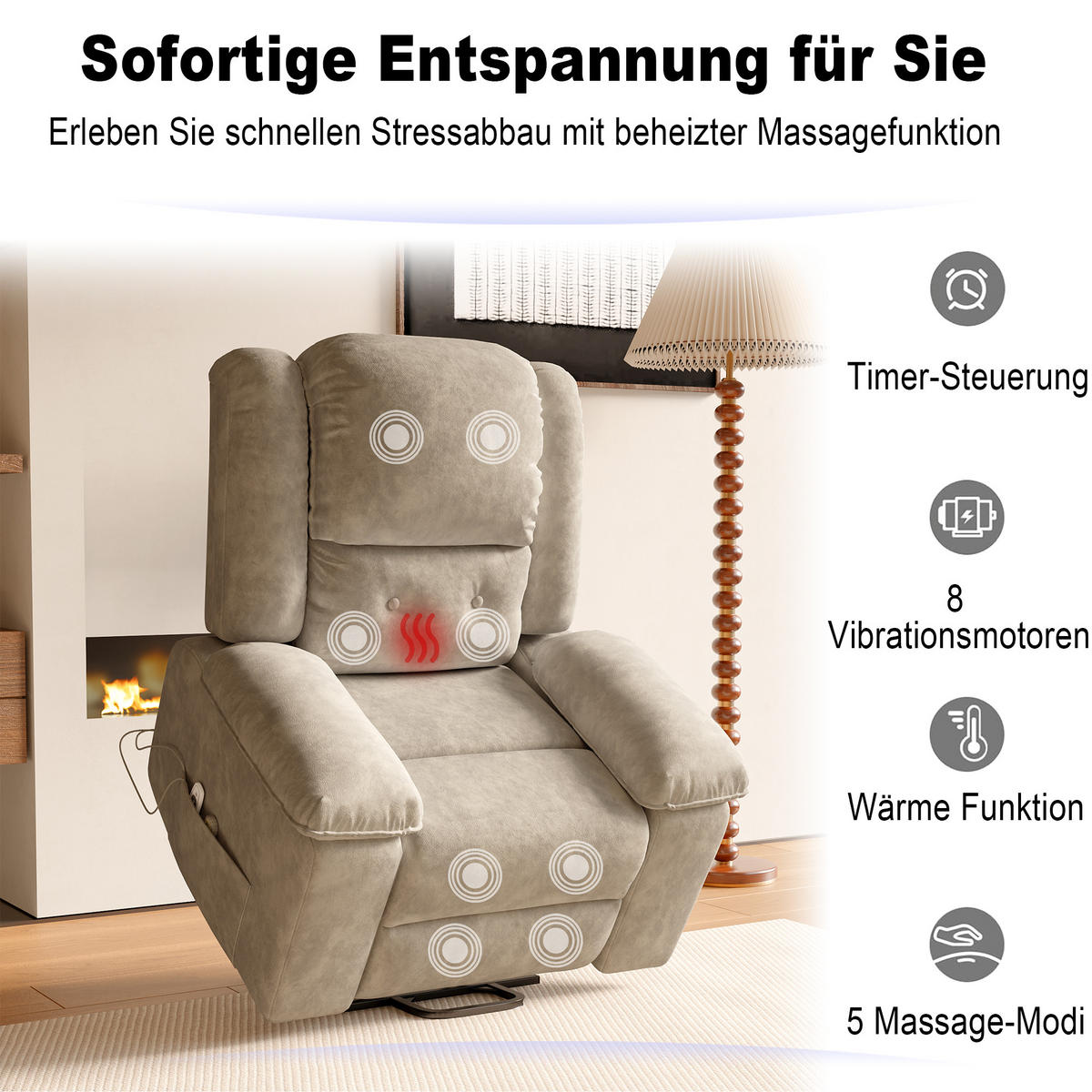 KOMFORTSSESSEL mit motorverstellung & aufstehhilfe - Braun, Metall (93/106/102cm) - SHOPENTRA