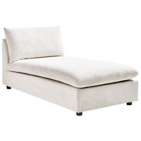 ČALOUNĚNÉ LEHÁTKO CHAISE LONGUE Látka Krémově bílé Vizille - bílá/černá, textil (80/60/160cm) - Beliani