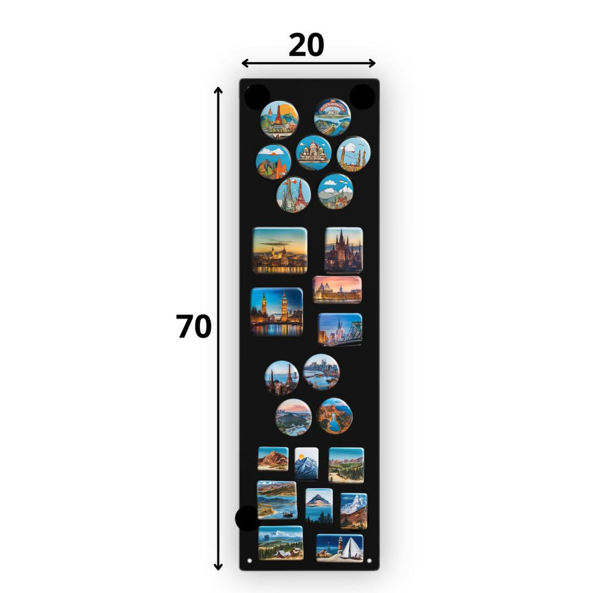 MAGNETTAFEL Klein & Groß Schwarz 70x20 cm - Magnetisches Stahlboard für Magnete, Fotos und Notizen, Beschreibbar - Schwarz, Metall (20/70/0.7cm) - ANWICAR
